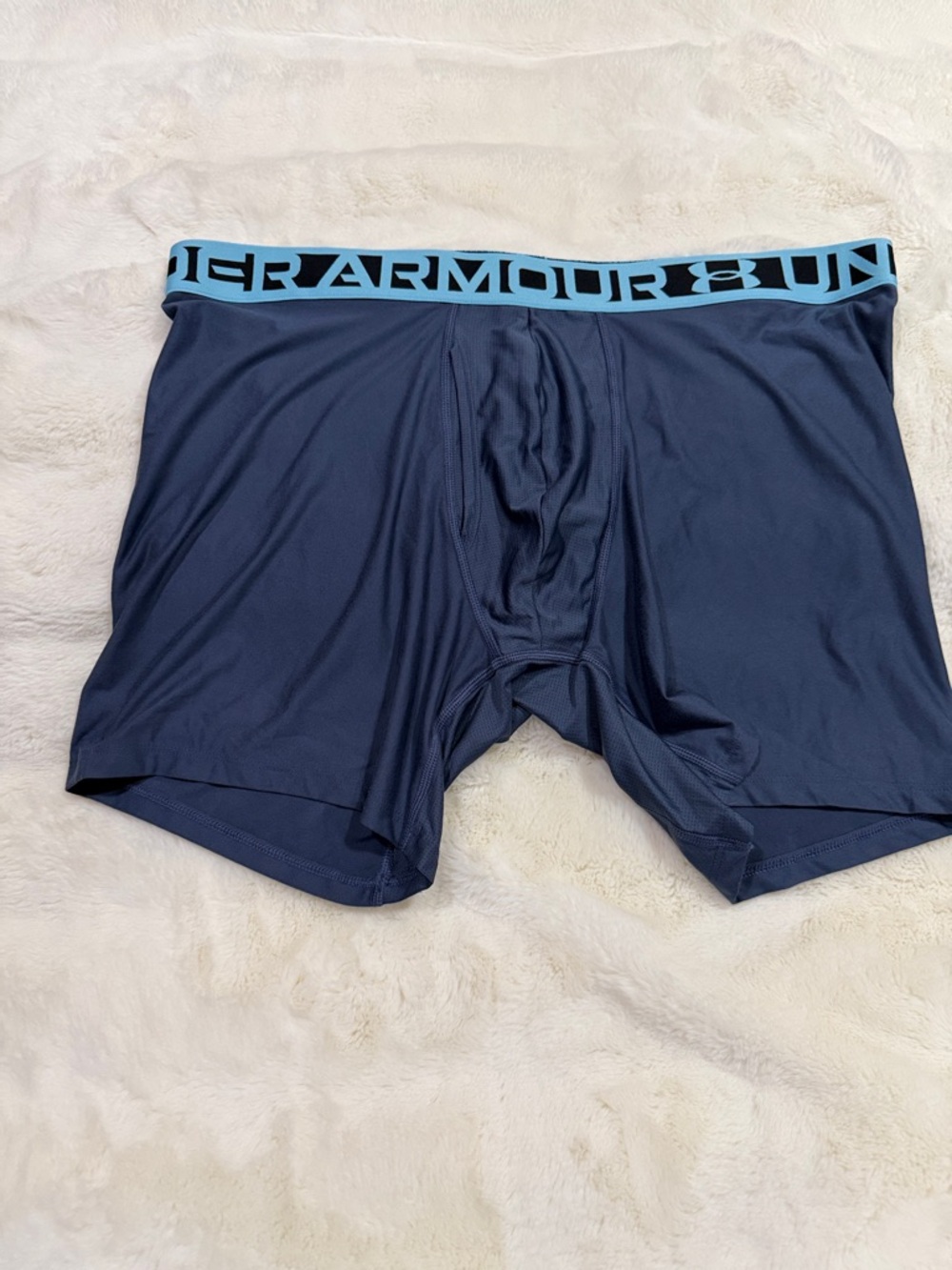 Under Armour Men's Navy Boxer Briefs with Light Blue Logo Waistband